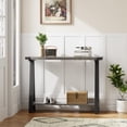 thumbnail image 1 of Farmhouse Narrow Console Table with Open Storage Shelf – Durable Metal Frame – V-Shaped Legs – Rustic Entryway Accent Table for Living Room, Hallway, Behind Sofa – 25 Years Grey, 1 of 7
