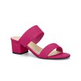 thumbnail image 1 of Women's Dual Straps Mid Chunky Heel Slide Sandals Hot Pink 7.5, 1 of 8