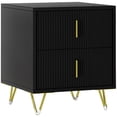 thumbnail image 1 of HOMCOM Nightstand, Bedside Table, Side End Table w/ 2 Drawers, Metal Legs, 1 of 10
