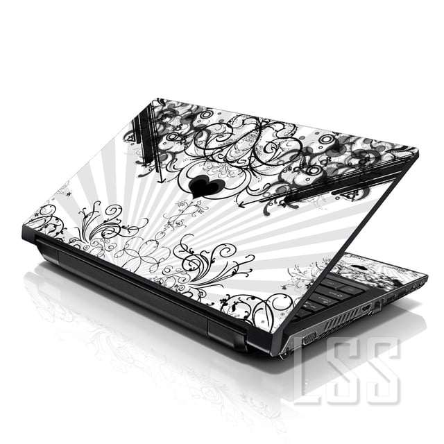 LSS Laptop Skin Sticker Decal Cover Heart Floral Pattern Fits 17" to 19" Laptops
