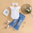 thumbnail image 5 of Plebaso Baby Girls Two-Piece Sets Sleeveless Round Neck Tops Flared Denim Pants Kids Summer Clothes, 5 of 5