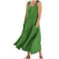 thumbnail image 2 of Liquidation d'Été 2025! Robe Grande Taille pour Femmes, Liquidation d'Été pour Femmes, Mode d'Été Décontractée pour Femmes Robe Sans Manches à Col Rond avec Poches, 2 of 5