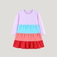 thumbnail image 2 of Timegard Vêtements pour Filles Tout-Petits Mignons à Blocs de Couleur Robes Confortables Décontractées en Coton Amples à Manches Longues Robe de Fête, 2 of 5