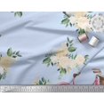 thumbnail image 2 of Soimoi Blue Poly Georgette Fabric Roses & Bicycle Transport Printed Fabric 1 Yard 52 Inch Wide, 2 of 3