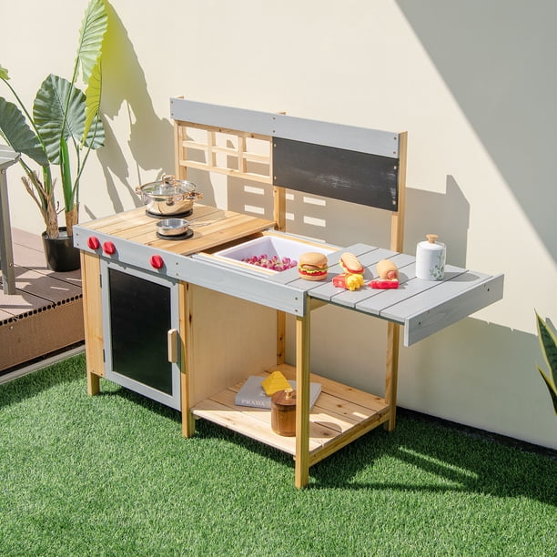 Cuisine En Bois ROBOTIME Pour Enfants – Avec Machine à Pain, Glaçons, Aliments Factices – Jeu éducatif Dès 3 Ans