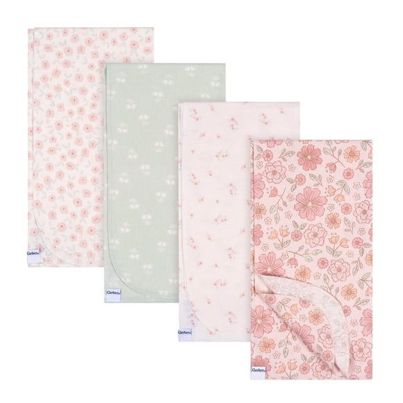 Gerber 4PK Flannel Rreceiving Blankets Floral