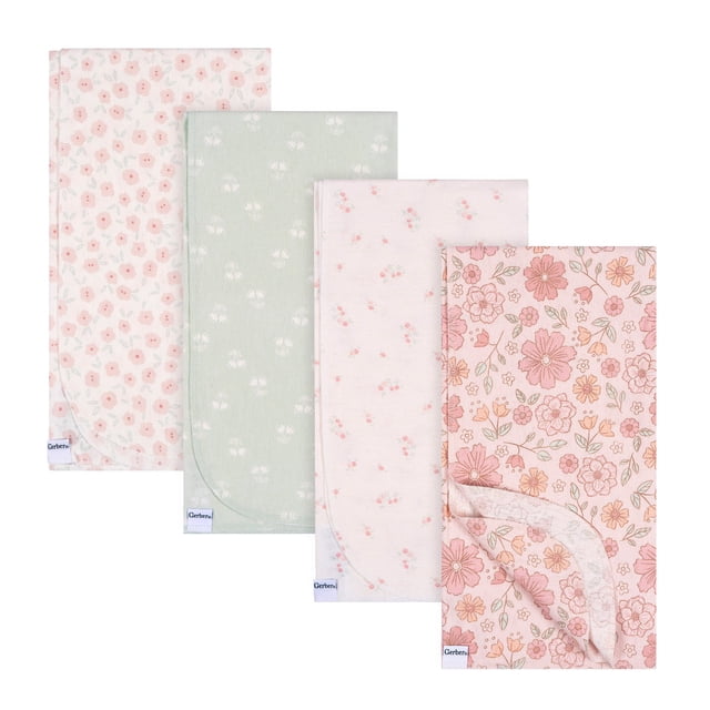 Gerber 4PK Flannel Rreceiving Blankets Floral