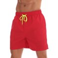 thumbnail image 2 of UKAP Mens Boardshorts Solid Color Swimsuit Drawstring Beach Pants Gym Casual Swim Shorts Red M, 2 of 4