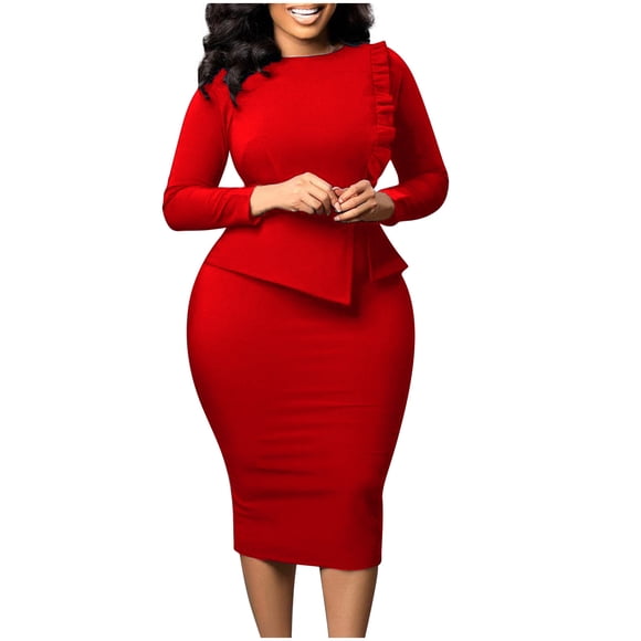 Pisexur Women's Business Dress Work Pencil Dress Business Office Formal Dresses with Belt for Wedding Guest Evening Cocktail Party