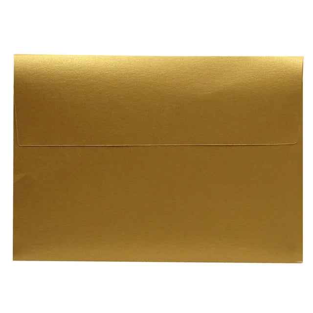 Darling Souvenir Metallic-Gold Invitation Envelopes, Straight-Flap Envelopes, 5 1/4 x 7 1/4 Inches, 25 Count