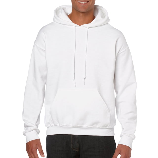 Gildan Chandail à Capuchon pour Hommes en Mélange Épais, Taille TG, Couleur Blanche. Ce Chandail à Capuchon pour Hommes Présente une Capuche à Double Doublure, Cordon de Serrage Assorti, Poche Pochette et Poignets Côtelés 1x1 et Taille avec spandex. Fabriqué à Partir de 50 % Coton et 50 % polyester avec Fil air jet Résistant au Boulochage et Surpiqûres à Double Aiguille Partout.