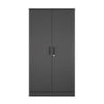 thumbnail image 3 of Pemberly Row Armoire Garde-Robe Moderne en Bois à Deux Portes, Noire, 3 of 10