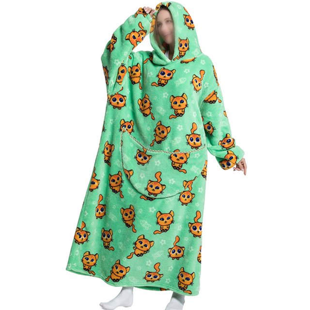 LUXUR Chemises de Nuit à Capuche pour Femmes, Robe de Nuit, Robe de Sommeil, Imprimé de Chat Mignon