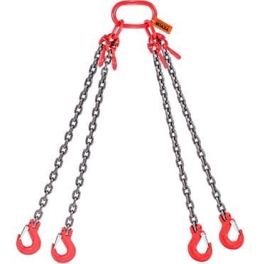 VEVOR Chain Sling, 11000 lbs Weight Capacity, 5/16'' x 5' G80 Lifting Chain with Grab Hooks, DOT Certified, Blackening Coating Manganese Steel & Adjustable Length, for Dock Factory Construction Site