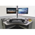 thumbnail image 4 of Rocelco 46" Height Adjustable Corner Standing Desk Converter - Quick Sit Stand Up Dual Monitor Riser - Gas Spring Assist Tabletop Computer Workstation - Large Keyboard Tray  (Black), 4 of 8