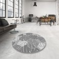 thumbnail image 4 of Ahgly Company Tapis d'Intérieur Lavable à la Machine, Carré, Transitionnel, Gris Argenté, Tapis de Zone, 8 Pieds Carré, 4 of 7