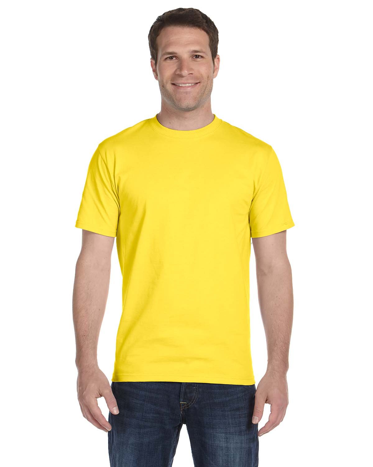 Hanes T-Shirt à Manches Courtes pour Hommes (Jaune, TG)