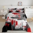 thumbnail image 1 of YST Abstract Comforter Modern Abstract Art Comforter Set for Boys Girls Children Red Grey Black Pattern Bedding Set Room Decor Full Size Duvet Set, 1 of 6
