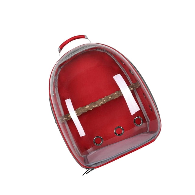 Bird Carrier Cage Shoulder Bag Pet Outdoor Retractable Pet Parrot Travel Clear Backpack Red