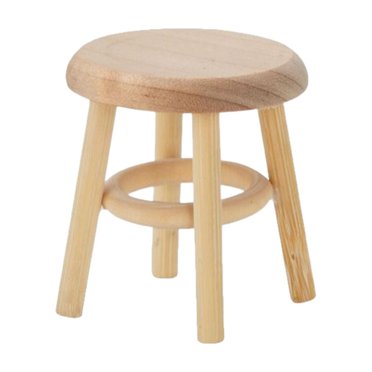 Milaget Miniature Stool Round Stool Seat Furniture for 1/12 Dollhouse Kitchen Wooden