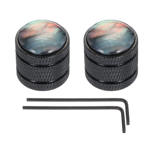 Uxcell Dome Knobs Guitar Knob 6mm Black Shell Top Black Metal Volume Tone Control with Inner Hexagon Spanner Knob 2Pack
