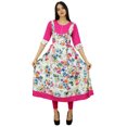 thumbnail image 2 of Bimba Robe Kurta en Coton Imprimée pour Femmes Kurti Ethnique Blanc et Rose Vêtements, 2 of 9