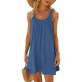 thumbnail image 1 of drppepioner Femmes Grande Taille Liquidation Robe de Plage pour Femmes Paréo de Bikini Tenue de Plage Décontractée Vacances Courte Été Robes à Col Licou, 1 of 7