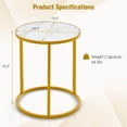 thumbnail image 2 of Gymax 2PCS Marble Top Round Side Table 19.5''x19.5'' End Table w/Golden Metal Frame Gold, 2 of 10