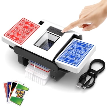 Automatic Card Shuffler, Rechargeable Cards Shuffler Machine with AUTO & Manual Mode, 1-2 Decks Low Noise Electric Shuffling for Poker, UNO, Texas, B