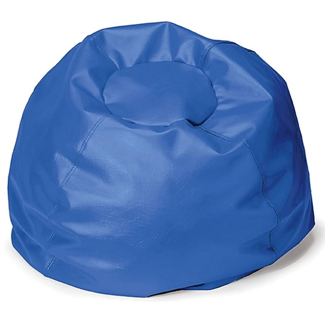 ComfyKids® Bean Bag Chair pour Enfants en Vinyle Bleu à Faible Entretien avec une Forme Ronde et Douce, des Fermetures Éclair de Sécurité à l'Épreuve des Enfants et des Coutures à Double Piqûre, Idéal pour les Meubles pour Enfants et les Sièges de Salle de Jeux.