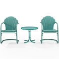 thumbnail image 3 of Crosley Furniture Tulip 3 Piece 22"Round Metal Patio Conversation Set in Blue, 3 of 7