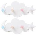 thumbnail image 1 of MesaSe 2pcs Lovely Cloud Moon Star Shaped Hooks Adhesive Wall Hangers Wall Racks (White), 1 of 10