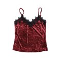 thumbnail image 1 of INSPIRE CHIC Camisole à Bretelles Spaghetti en Velours et Dentelle pour Femme P Rouge, 1 of 1