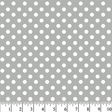 Polka Dots White On Gray Flannel Fabric by The Yard