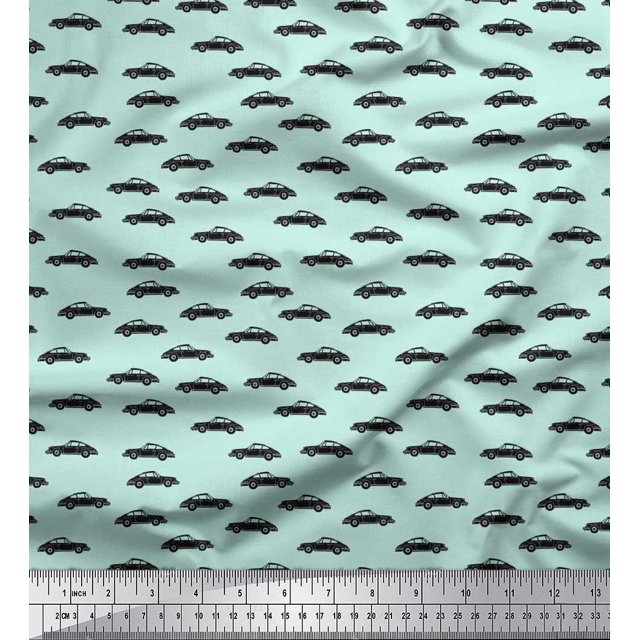 Soimoi Polyester Crepe Fabric Car Transport Print Sewing Fabric Yard 42 Inch Wide