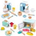 thumbnail image 2 of Children‘s Wooden Simulation Kitchen Toy Set Play House Early Education Toy Bread Machine Coffee Machine Juicer Microwave Oven, 2 of 6