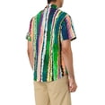 thumbnail image 3 of INSPIRE CHIC Men's Shirt Vertical Striped Button Down Point Collar Short Sleeve  Shirt S Green, 3 of 6