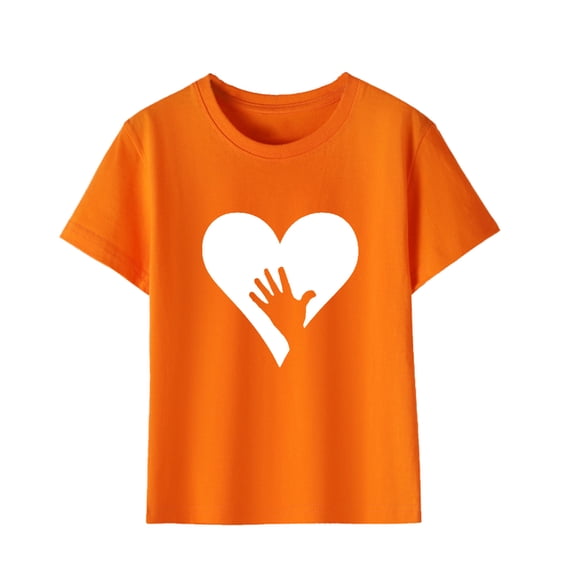 Penkiiy Orange Shirt For Kids Unisex Round Neck Cotton Short Sleeve Cotton T-shirt Top for 3-10 Years