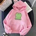 thumbnail image 2 of cllios Womens Cute Cartoon Frog Print Hoodies Long Sleeve Pullover Drawstring Hooded Sweatshirts, 2 of 3