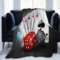 thumbnail image 1 of Couverture en Molleton Four A Poker Card Jeté Peluche Duveteux Super Doux Réversible en Microfibre Flanelle Couvertures 80"x60 Pouces, 1 of 4
