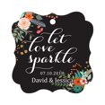 thumbnail image 1 of Darling Souvenir Custom Let Love Sparkle Wedding Hang Tags Personalized Fancy Frame Paper Tags -Floral Black-100 Tags, 1 of 1