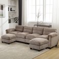 thumbnail image 4 of Bonzy Home Canapé Sectionnel Modulaire pour Salon Canapé en Forme de U avec Ottoman Brun, 4 of 8