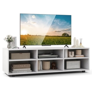 Giantex TV Restez debout. TV Console Cabinet w/6 Ouvrir les compartiments & 3 Tablettes réglables, Centre de console multimédia Cubby pour téléviseurs jusqu'à 50"