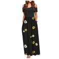 thumbnail image 1 of Robe d'Été Blanche pour Femmes 2022 Robe Décontractée Élégante à Épaules Dénudées avec Poches à Imprimé Floral, Maxi à Manches Courtes, 1 of 5