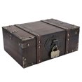 thumbnail image 1 of Treasure Chest, Vintage Wooden Jewelry Box Strong Perfect Large Capacity With Lock For Home Decoration 6282-2302GK10 Grey + Lock, 1 of 8