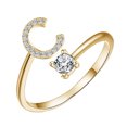 thumbnail image 1 of PVCS Exquisite Fashion 26 English Alphabet Style Ring Letter Fashion Copper Ring, 1 of 1