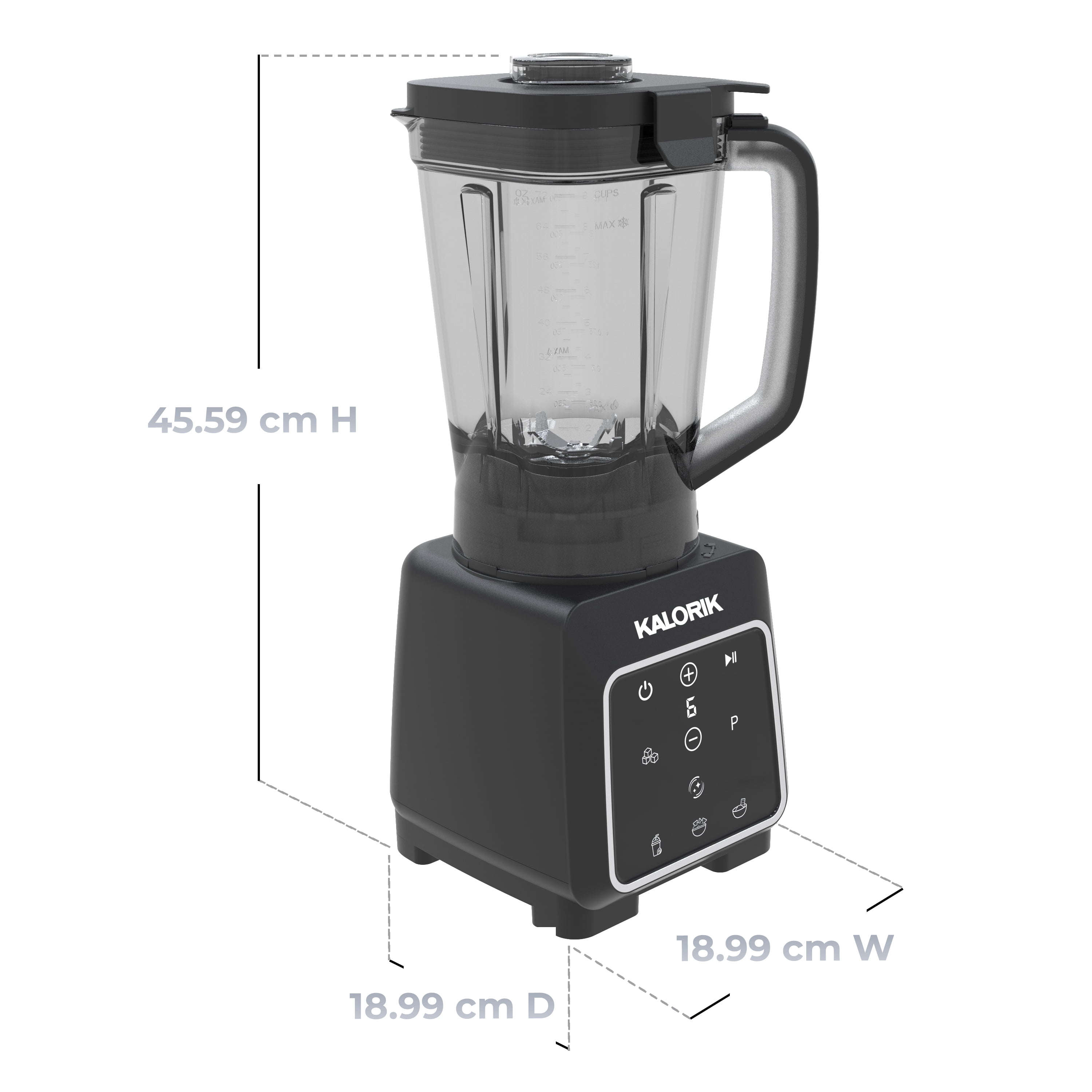 Kalorik 1800 Watt High-Performance Programmable Blender, Designer Series in Black/Silver (BLKA18BS43CA)