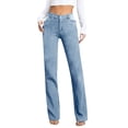 thumbnail image 2 of HongQid Straight Leg Jeans for Women Classic High Rise Jean Petite Boyfried Denim Pants, 2 of 6