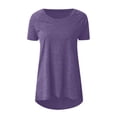 thumbnail image 4 of Womens Summer Solid Round Neck Loose Short Sleeve Tops T-shirt Blouse, 4 of 5