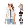 thumbnail image 4 of Faithtur Women Open Front Shrug Short Sleeve Lace Patchwork Sheer Cover Up, 4 of 6